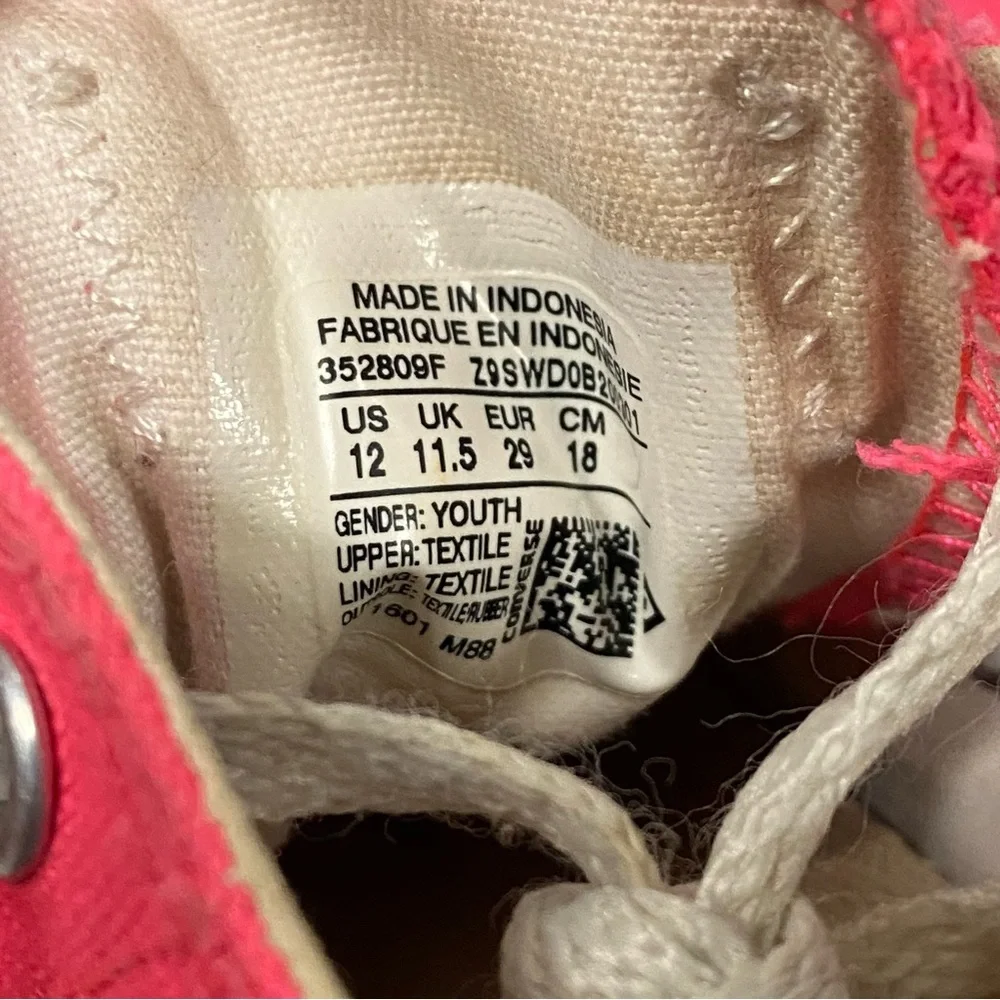 Converse All Star Low Top Pink Shoes Kids Girls Youth Size 12